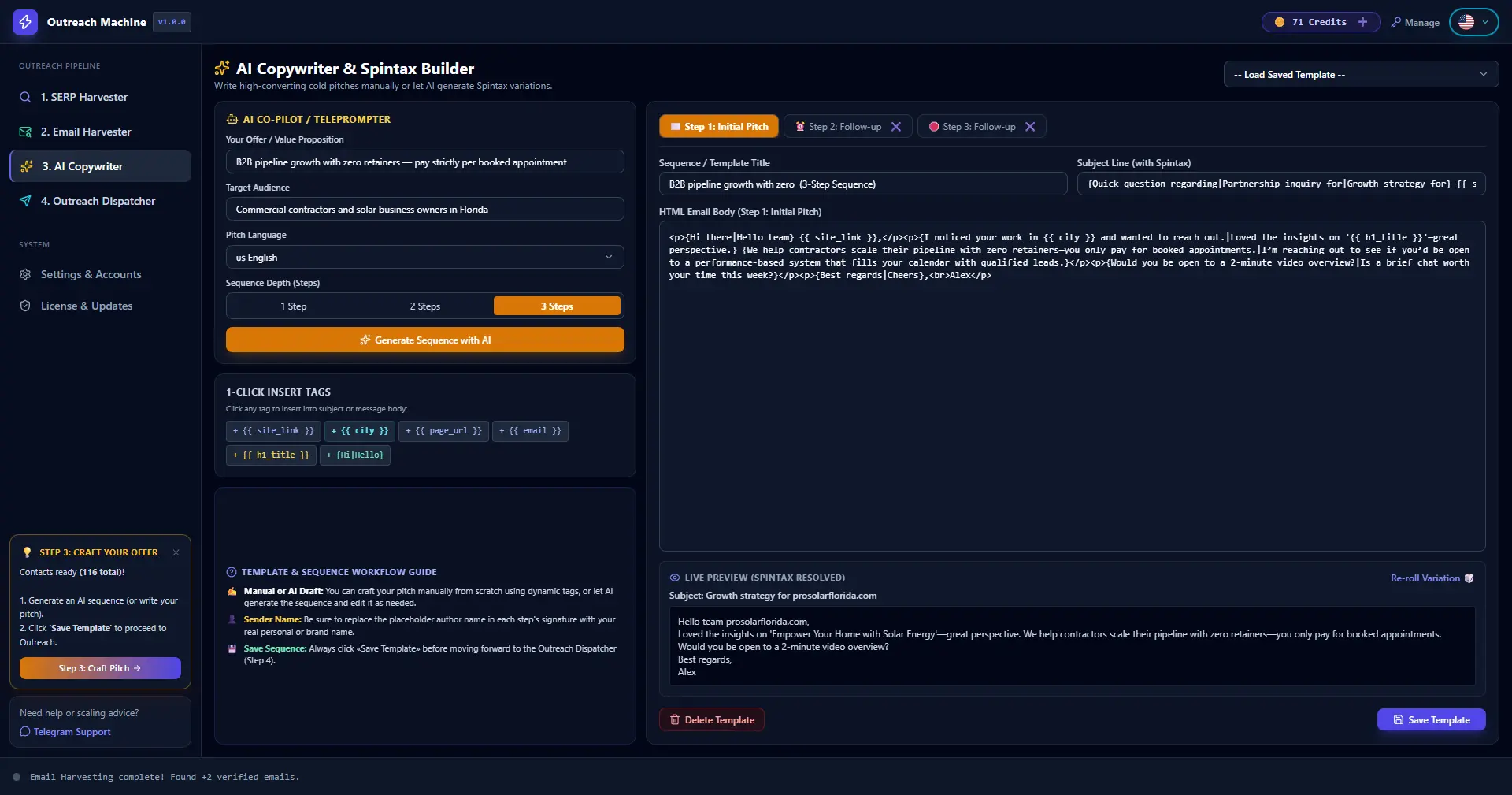 Screenshot of composing personalized pitches in IQ Leadbox
